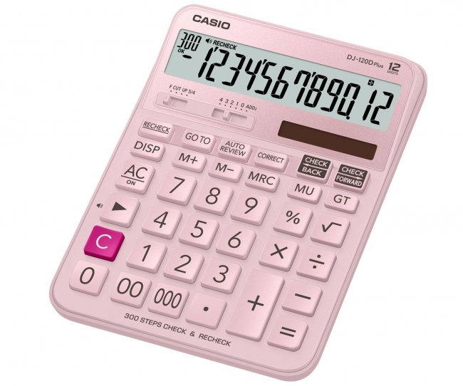 CASIO เครื่องคิดเลขแบบตั้งโต๊ะ รุ่น DJ-120D Plus-PK สีชมพู CASIO เครื่องคิดเลขแบบตั้งโต๊ะ รุ่น DJ-120D Plus-PK สีชมพู